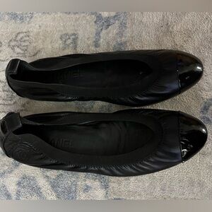 Chanel Black Leather Flats